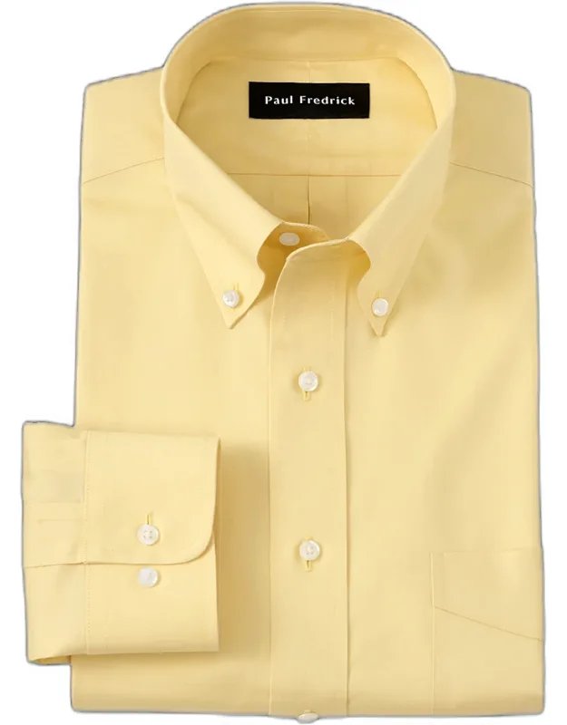 Slim Fit Non-iron Cotton Pinpoint Solid Button Down Collar Dress Shirt