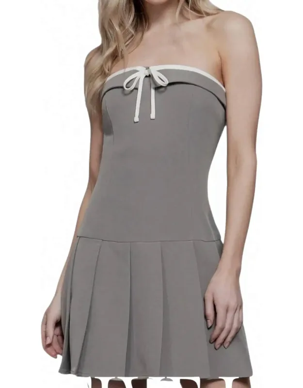 Ribon Detail Pleated Tube Dress