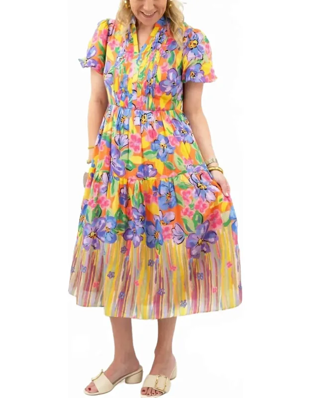 Floral Motif Midi Dress