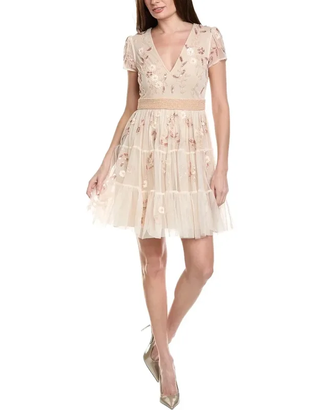 Cap Sleeve Pearly Sequin Cocktail Dress