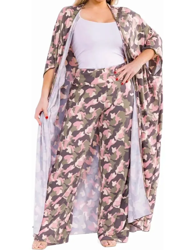 Camo Print Two-piece Pants Set