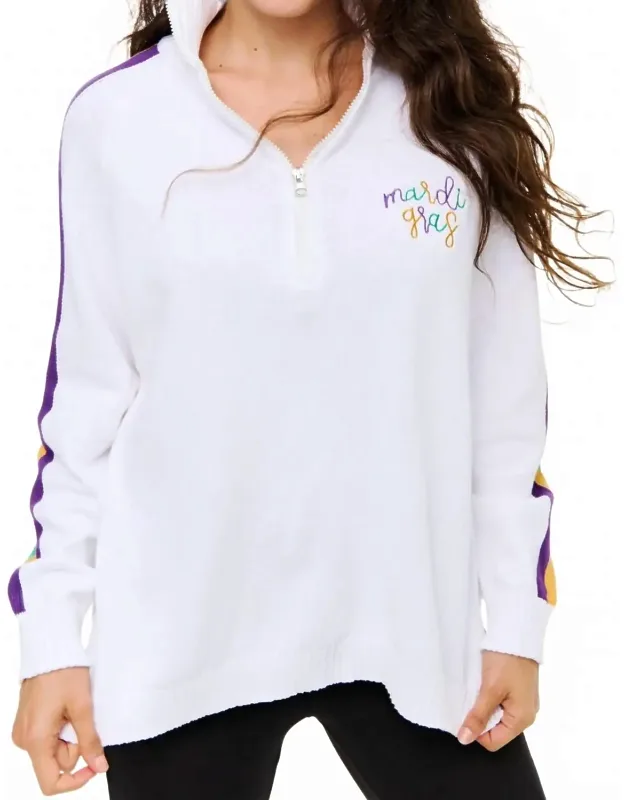 Mardi Gras Quarter Zip Sweater