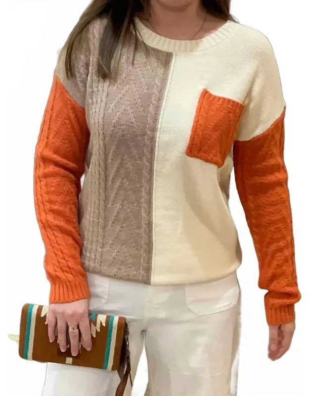 Patched Half Pocket Sweater