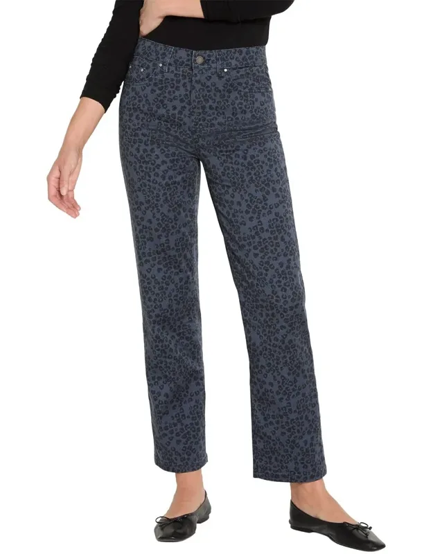 Leopard Print Straight Ankle Pants