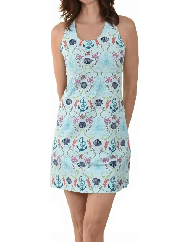 Ocean Print Sleeveless Mini Dress