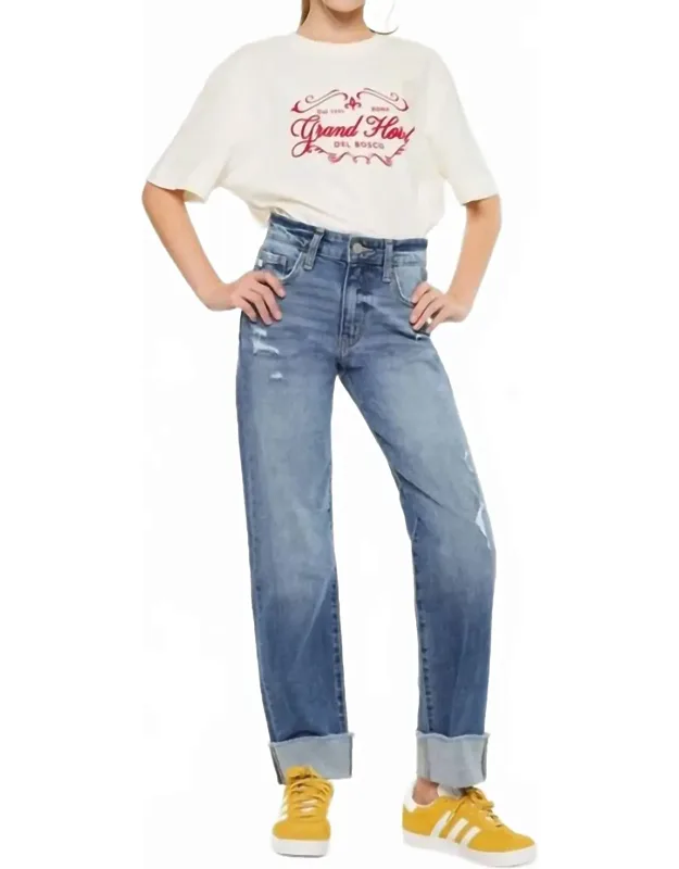Youth High Rise Straight Jeans In Comfortable Stretch Fabric, Durable Denim