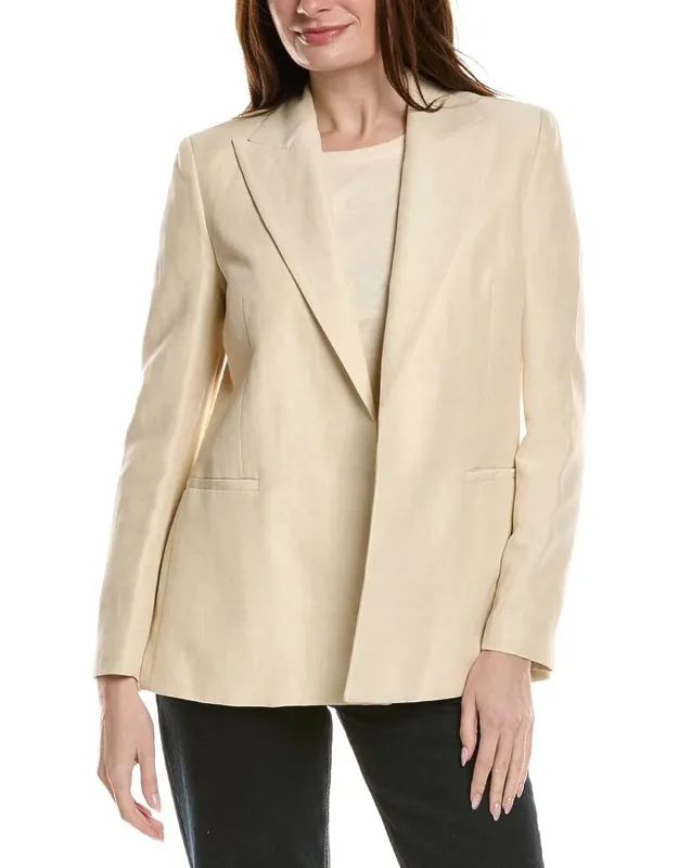 Peak Lapel Linen-blend Blazer
