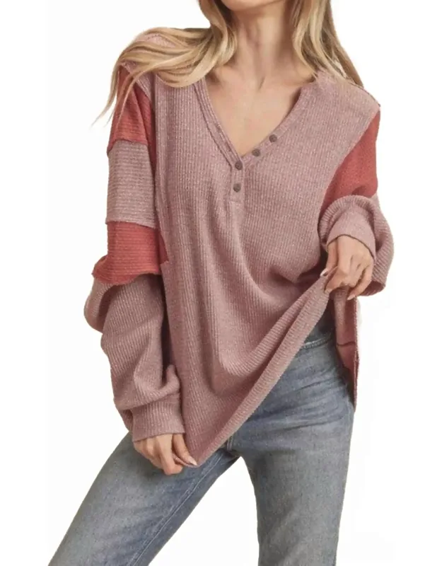 Fern Lightweight Patch Henley Sweater