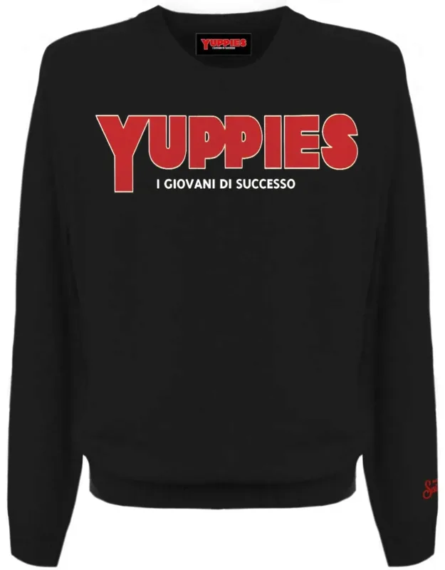 Crewneck Sweatshirt With Bold Red Block Lettering