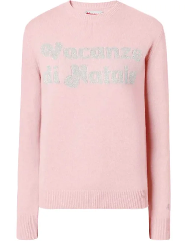 Soft Pink Sweater With Glittery Text