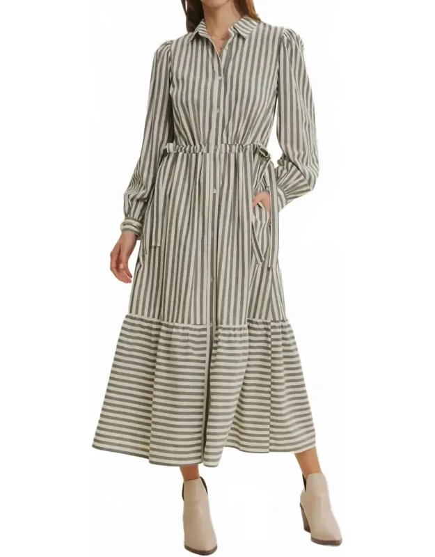 Bostyn Stripe Long Sleeve Maxi Dress