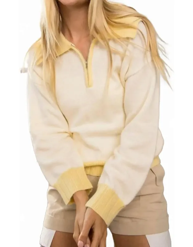 Zipper Front Big Collar Sweater