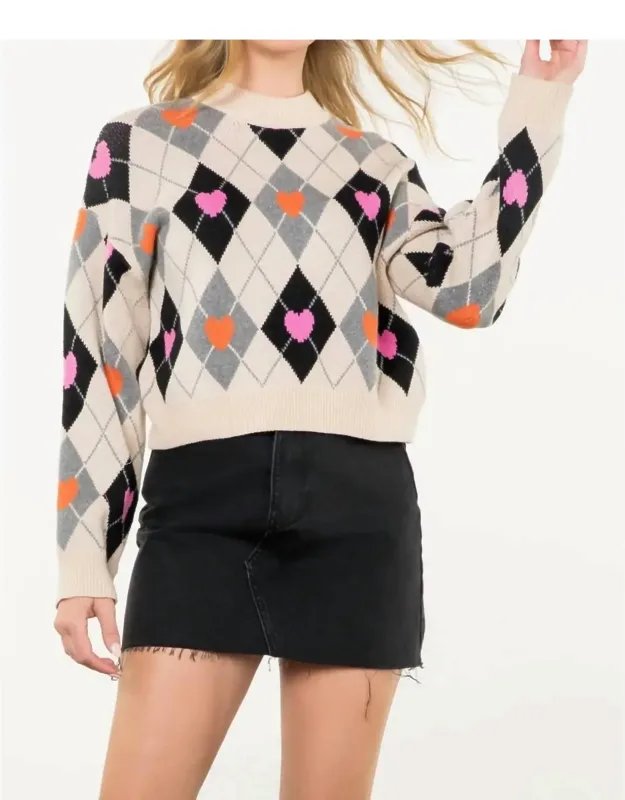 Argyle Pattern Knit Sweater