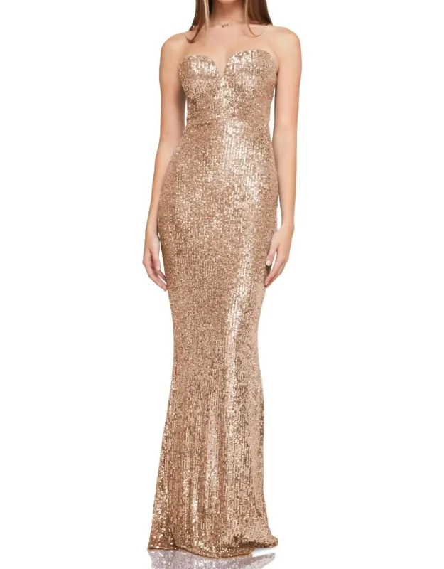 Lumiere Gown Sequince Maxi Dress In Gold