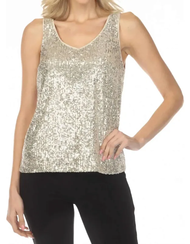 Sequined V-neck Sleeveless Top