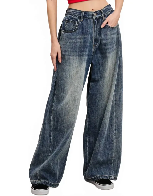 Stonewash Wide Leg Baggy Denim Jeans