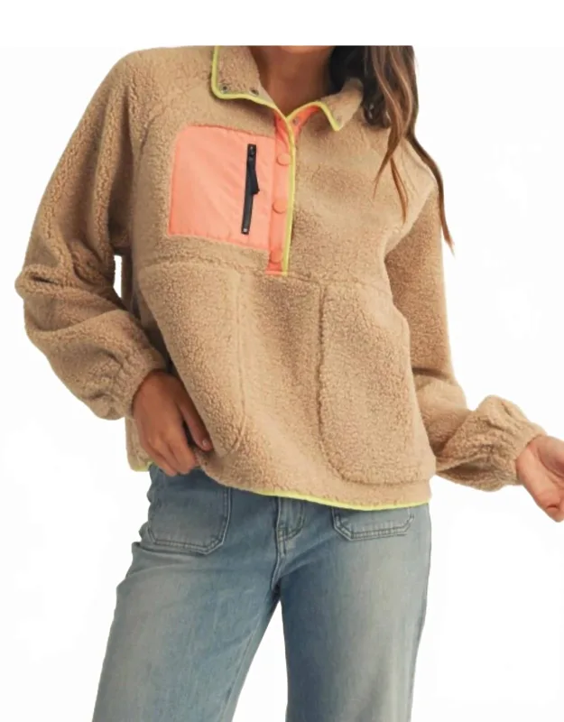 Daily Colorblock Button Pullover