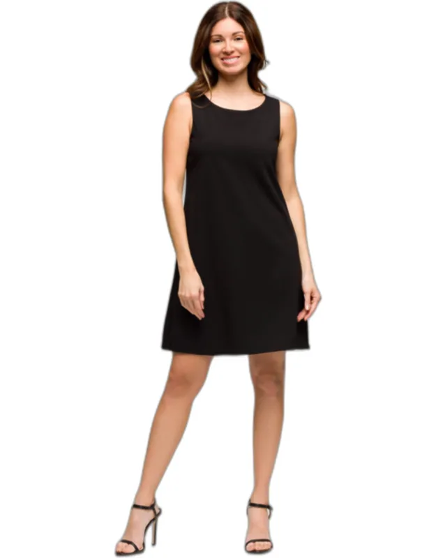 Round Neck Sleeveless A-line Mini Shift Dress - Smooth Stretch Fabric, Relaxed Fit