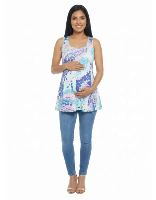 Maternity Abstract Scoop Neck Tunic Tank Top