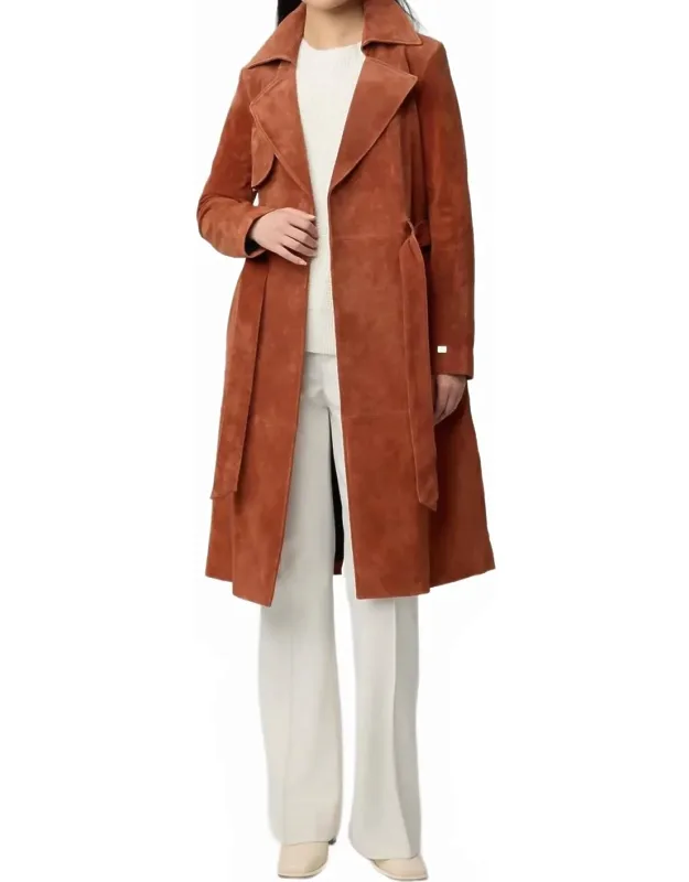 Slim-fit Suede Trench Coat