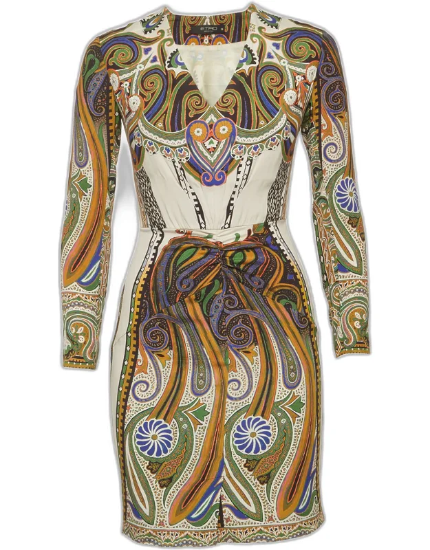 Multicolor Printed Silk Mini Dress