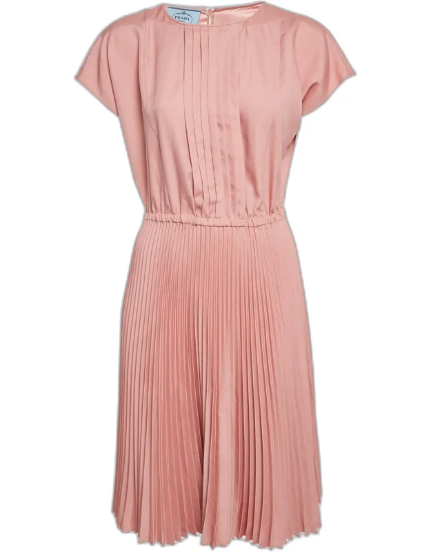 Sateen Plissé Short Dress