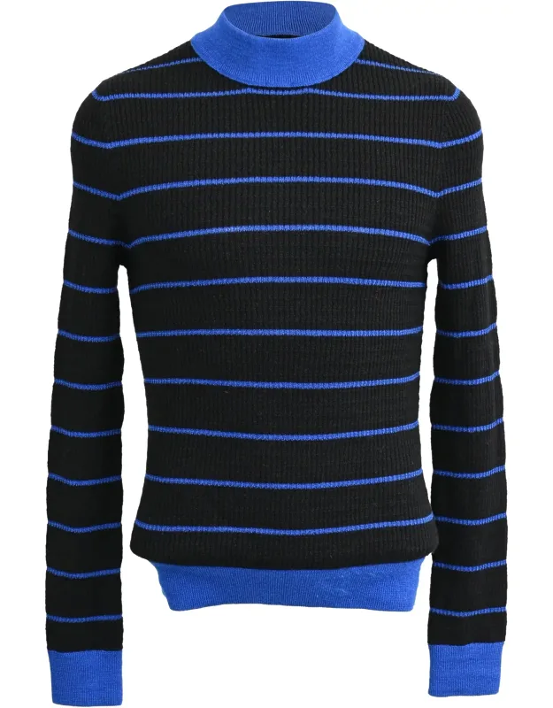 Striped High-neck Slim Sweater