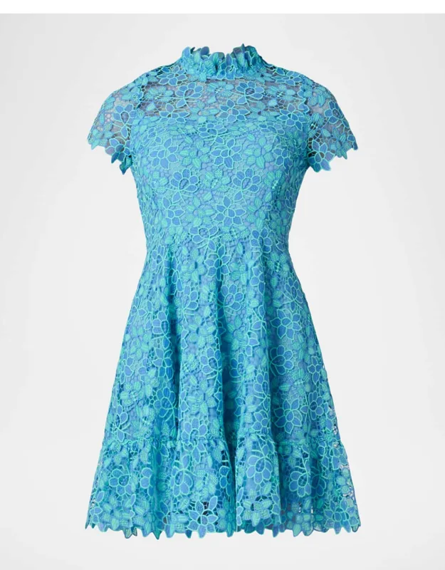 Flounce Floral Lace Mini Dress