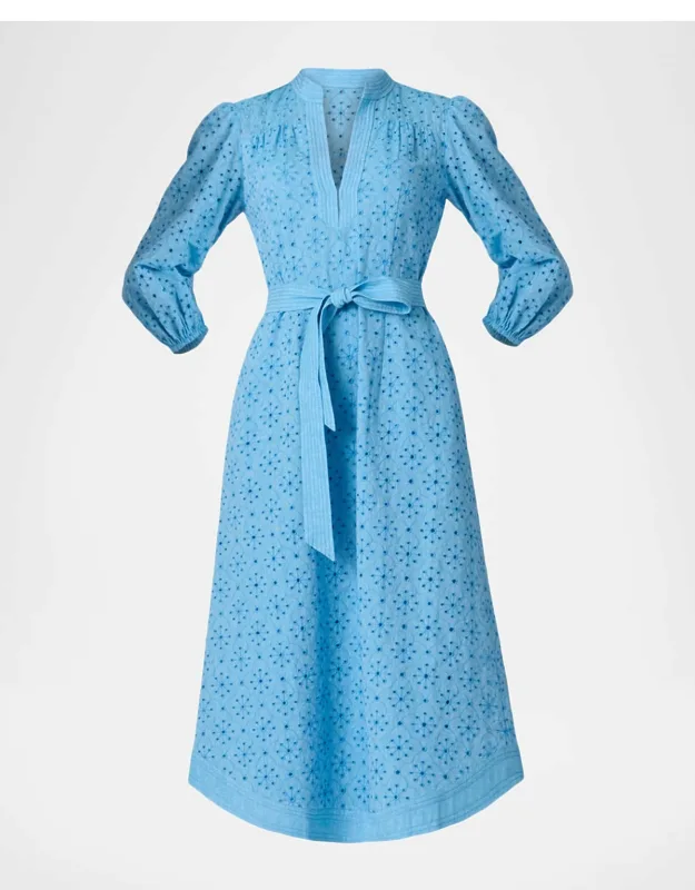 Belted Eyelet-embroidered Midi Dress