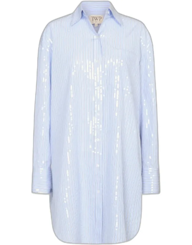 Sequined Striped Mini Shirtdress