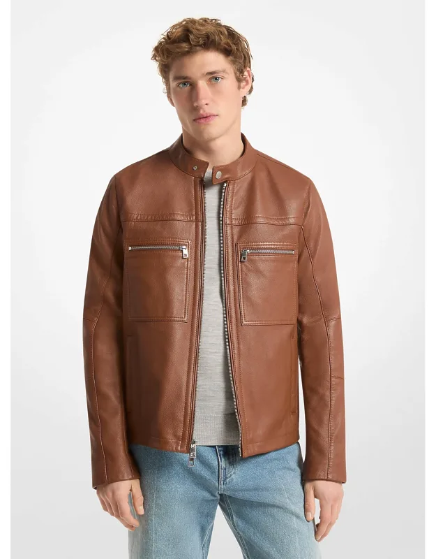 Leather Double-zip Racer Jacket