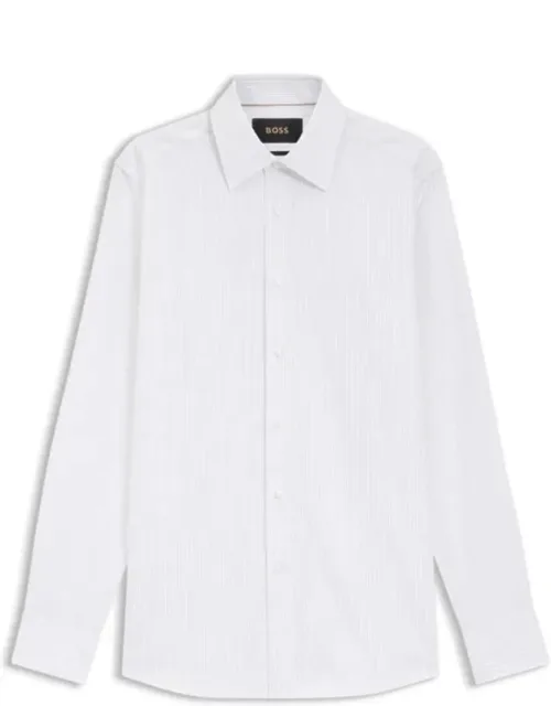 Striped Slim-fit Shirt In Cotton With Wrinkle-resistant Finish And Mother-of-pearl Buttons