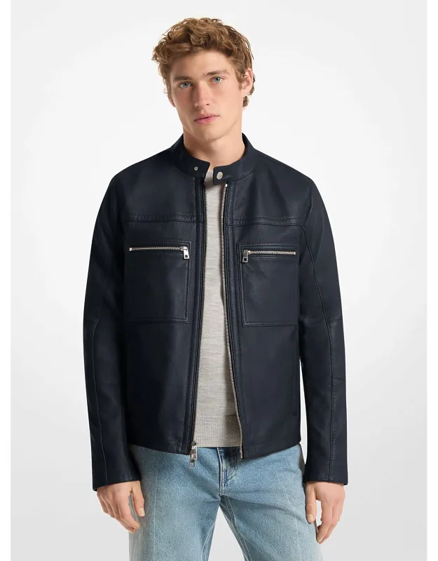 Leather Double-zip Racer Jacket