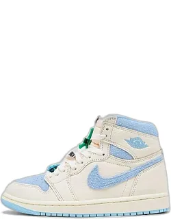 Air Retro 1 High Og Casual Shoes In Pale Ivory/psychic Blue/coconut Milk With Premium Leather Upper And Cushioned Collar