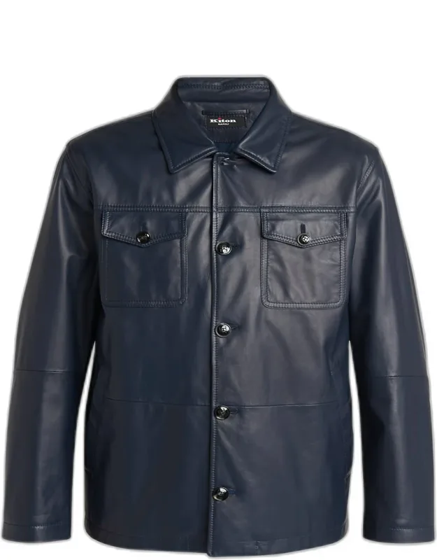 Loden Napa Leather Shirt Jacket