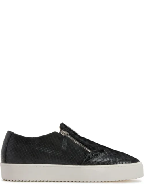 Gz-kobe Low-top Sneakers In Reptile-print Leather With Two Side Zippers