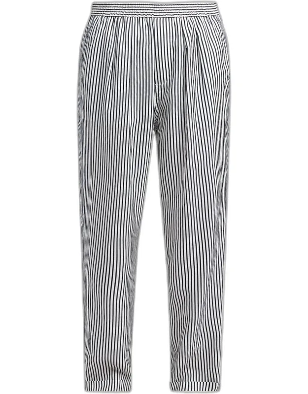 Striped Silk Straight-leg Pull-on Pajama Pants