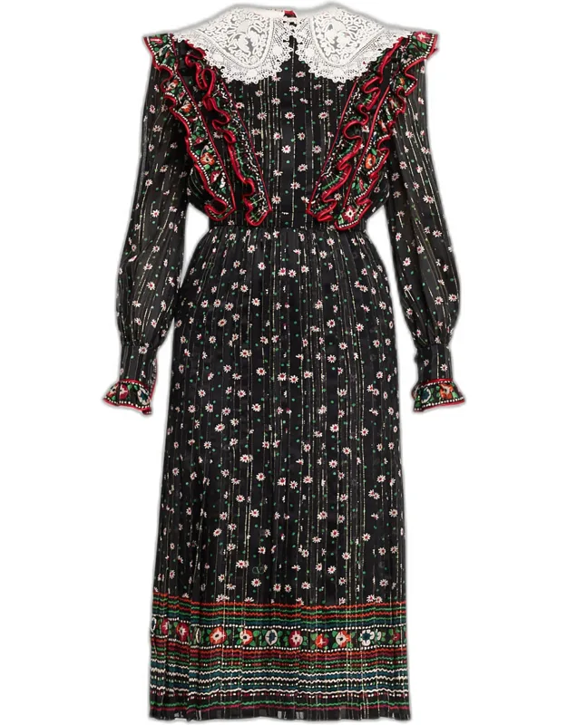 Floral-print Silk Midi Dress