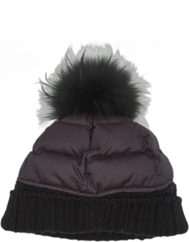 Jacquard Nylon Fur Trim Beanie