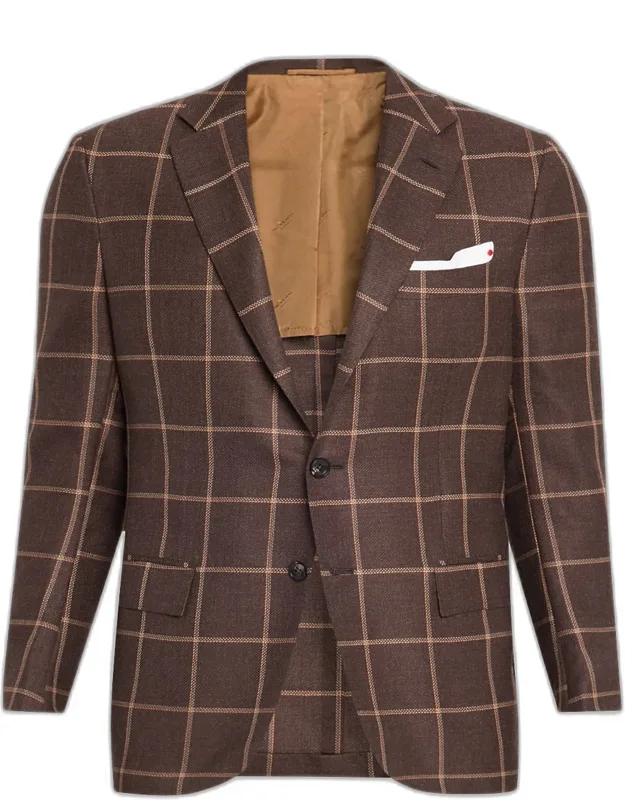 Cashmere Windowpane Single-breasted Sport Coat