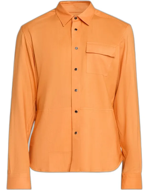 Cashmere Pocket Snap-placket Shirt