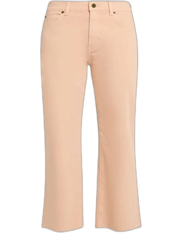 Flare-leg Raw Hem Crop Pants
