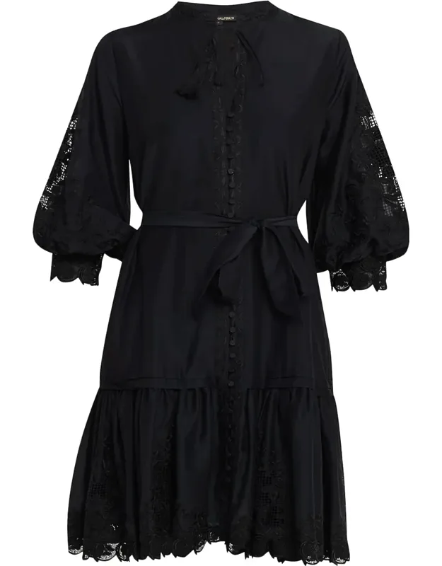 Embroidered Flounce Dress