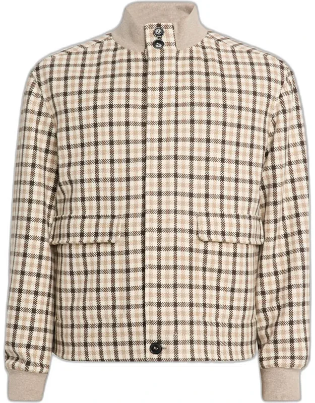Cashmere Check Hidden-zip Chore Jacket