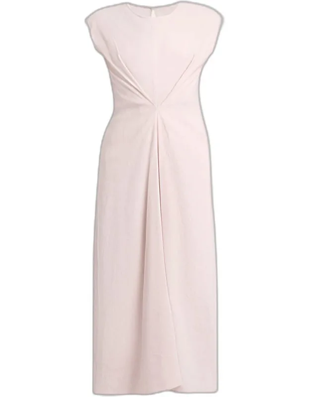 Cinched Slub Linen Midi Dress