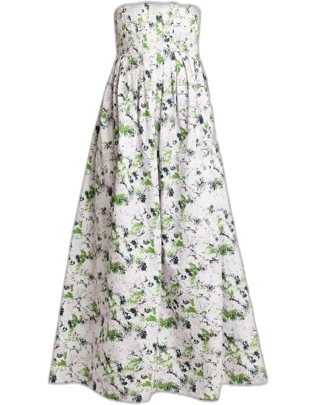 Printed Strapless Maxi Dress