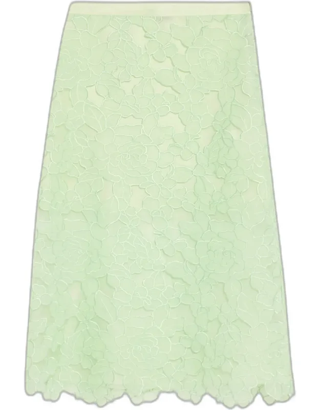 Floral Embroidered Applique Midi Skirt