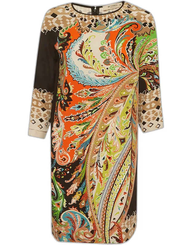 Multicolour Printed Silk Mini Dress
