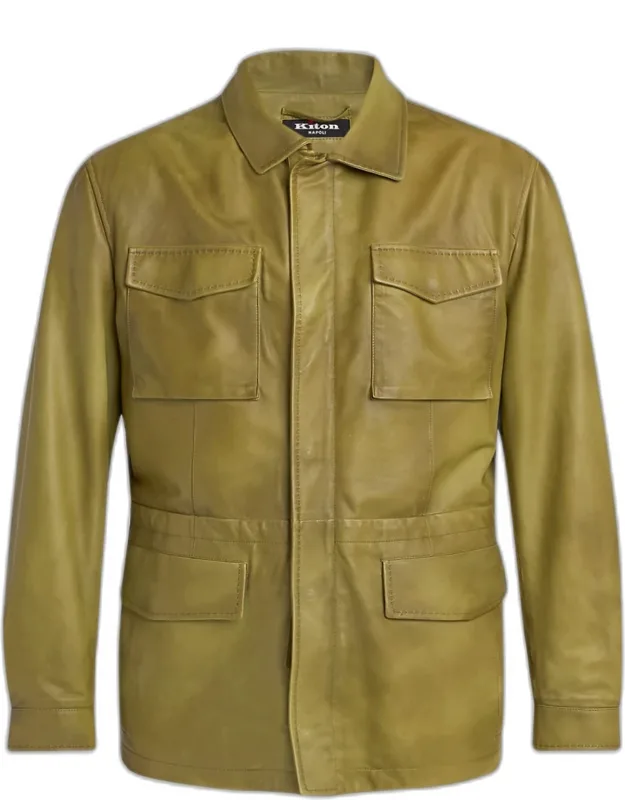 Leather Flap-pocket Field Jacket