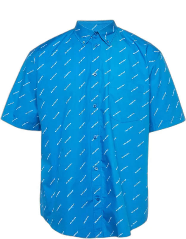 Logo Print Poplin Short Sleeve Shirt